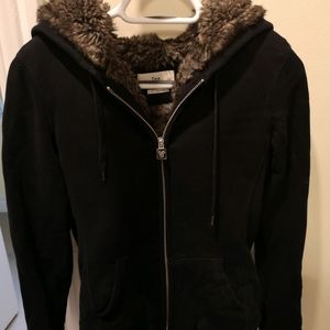 TNA Aritzia Faux Fur Lined Zip Up Hoodie size S